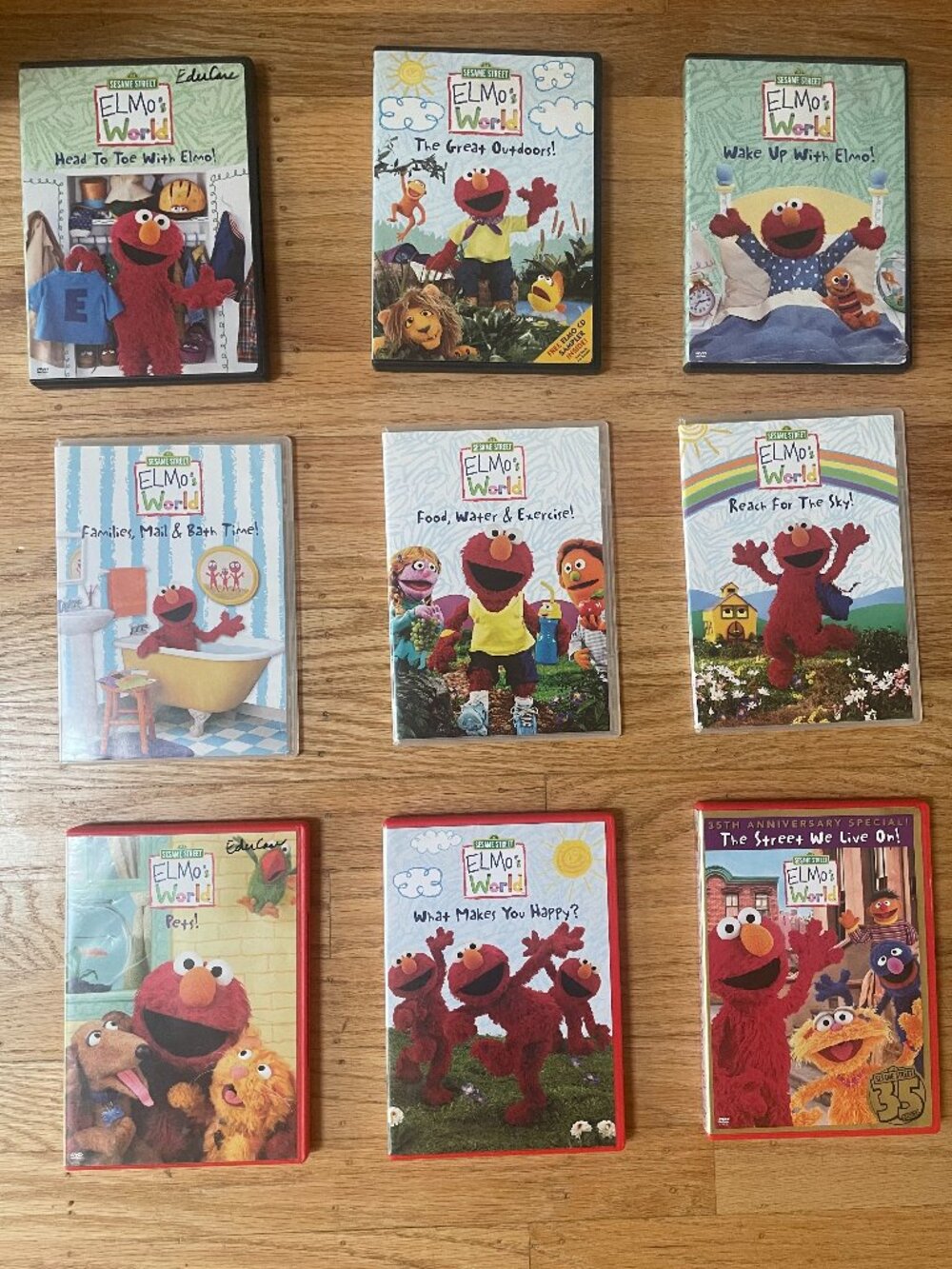 Bundle of 9 Elmo's World DVDs - low-stimulation, scroll-free toddler screen time